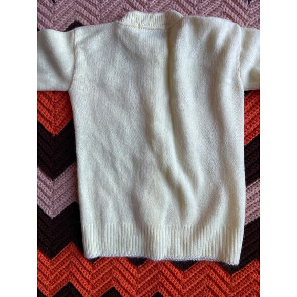 Vintage 60s Turbo Hi-Bulk Yellow Daisy Baby Cardigan Sweater DuPont Orlon - Picture 7 of 8